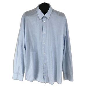 Calvin Klein Button Down Shirt Men's XXL Blue / White Long Sleeve 100% Cotton